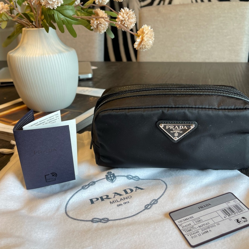 Authentic Prada Saffiano Necessaire Re- Nylon - Black! Sold out!! Brand new!!